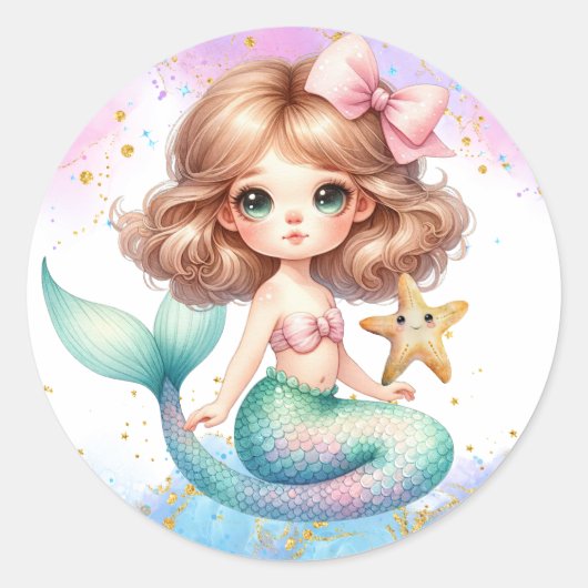 Splish Splash Mermaid Plain Party Stickers (Voorkant)