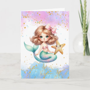 Splish Splash Mermaid Plain Party Verjaardagsfeest Kaart