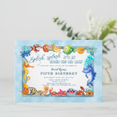 Splish Splash Onder De Zee Jongen Unieke Verjaarda Kaart (Staand voorkant)