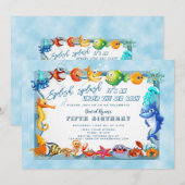 Splish Splash Onder De Zee Jongen Unieke Verjaarda Kaart (Voorkant / Achterkant)