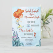 Splish Splash Orang Zeemeermin Bash 2e verjaardag Kaart (Staand voorkant)