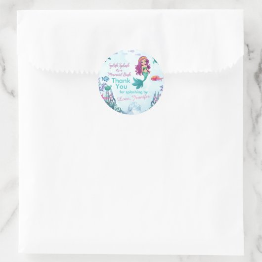 Splish Splash Paarse Zeemeermin Bash Dank u Ronde Sticker (Tas)