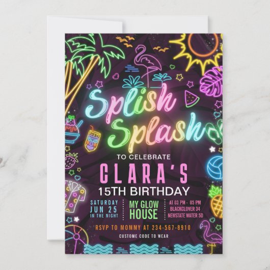 Splish Splash Party 15e partie Invitation modifiab (Devant)