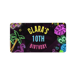 Splish Splash Party Glow Party bewerkbaar Etiket