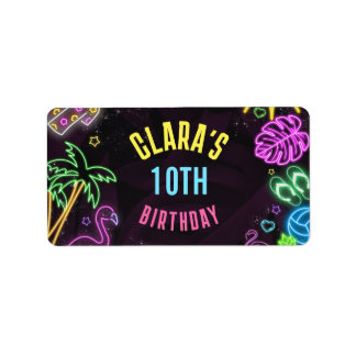 Splish Splash Party Glow Party bewerkbaar Etiket