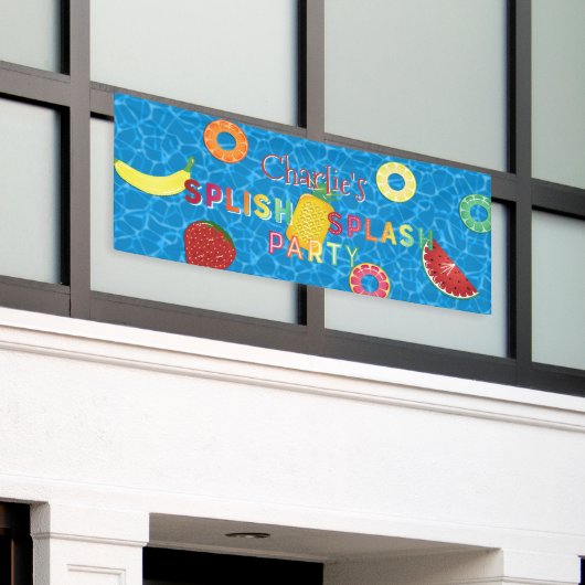 Splish Splash Party l Pool Birthday l Summer Fruit Spandoek (Buitenkant Gebouw)