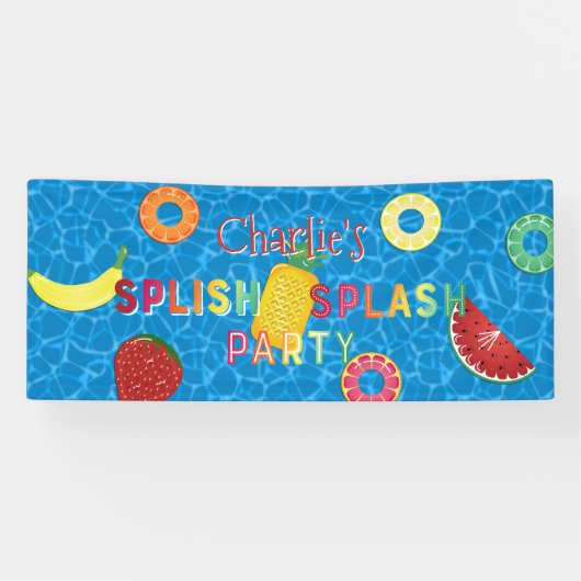 Splish Splash Party l Pool Birthday l Summer Fruit Spandoek (Horizontaal)