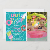 Splish Splash Party L Pool Verjaardag L Desserts Kaart (Voorkant)