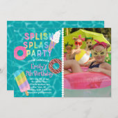 Splish Splash Party L Pool Verjaardag L Desserts Kaart (Voorkant / Achterkant)