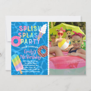 Splish Splash Party L Pool Verjaardag L Desserts Kaart