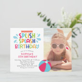 Splish Splash Pool Birthday Invitation Kaart (Staand voorkant)
