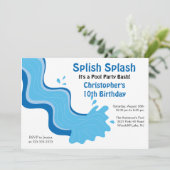 Splish Splash Pool Party Birthday Invitation Kaart (Staand voorkant)