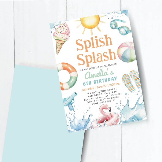 Splish Splash Pool Party Birthday Kaart