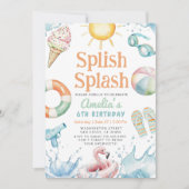 Splish Splash Pool Party Birthday Kaart (Voorkant)