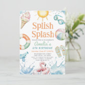 Splish Splash Pool Party Birthday Kaart (Staand voorkant)