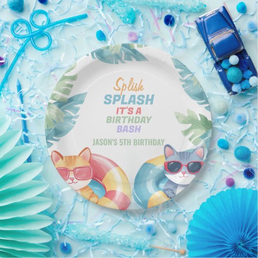 Splish Splash Pool Party Birthday Papieren Bordje (Feest)