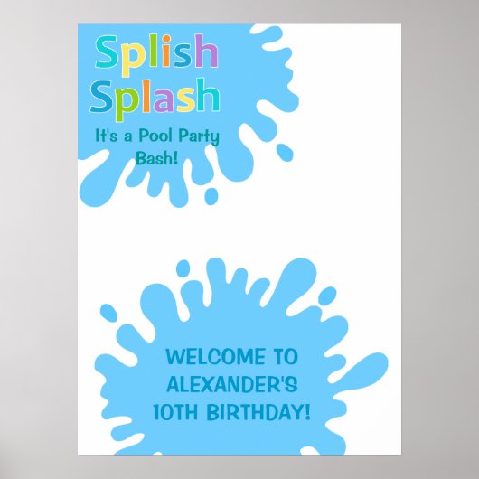 Splish Splash Pool Party Boy Birthday Poster (Voorkant)