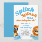 Splish Splash Pool Party Boy Verjaardag Kaart (Voorkant / Achterkant)