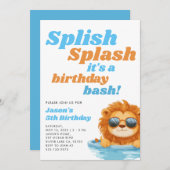Splish Splash Pool Party Boy Verjaardag Kaart (Voorkant / Achterkant)