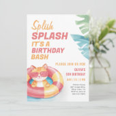 Splish Splash Pool Party Meisje Verjaardag Kaart (Staand voorkant)