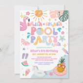 Splish Splash Pool Party Summer Birthday  Kaart (Voorkant)