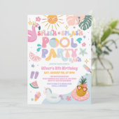 Splish Splash Pool Party Summer Birthday  Kaart (Staand voorkant)