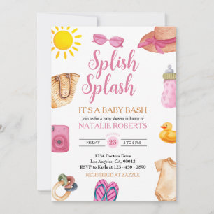 Splish Splash Roze Strand Zomer Meisje Baby shower Kaart