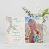 Splish Splash Sirène Anniversaire Photo Invitation (Debout devant)