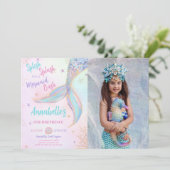 Splish Splash Sirène Anniversaire Photo Invitation (Debout devant)