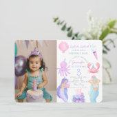 Splish Splash Sirène Anniversaire Photo Invitation (Debout devant)
