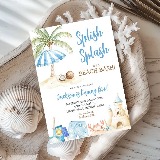 Splish Splash Summer Beach Bash Boy Verjaardag Kaart