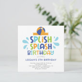 Splish Splash Summer Pool Birthday Invitation Kaart (Staand voorkant)