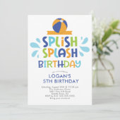 Splish Splash Summer Pool Birthday Invitation Kaart (Staand voorkant)