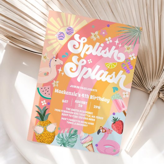 Splish Splash Summer Rainbow Sun Birthday Kaart