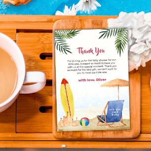Splish Splash Surfboard Beach Boy Baby Shower Bedankkaart