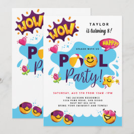 Splish Splash verjaardag / 3D emoji / Pool party Kaart