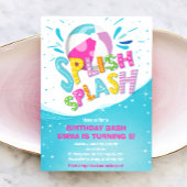 splish splash verjaardag bash meisje zwembad party kaart