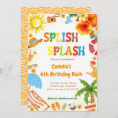 Splish Splash Verjaardag Bash Pool Party Kaart (Voorkant / Achterkant)