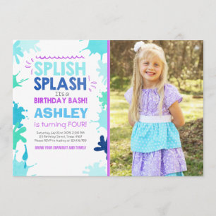 Splish Splash verjaardagsuitnodiging Girl Pool Par Kaart