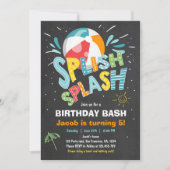 Splish Splash verjaardagsuitnodiging Zwembad feest Kaart (Voorkant)