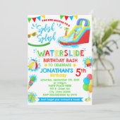 Splish Splash Waterslide Verjaardag Primaire kleur Kaart (Staand voorkant)