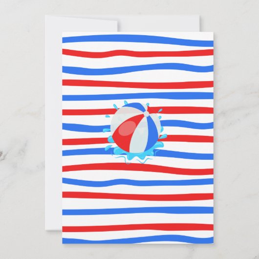 Splish Splash Waterslide Verjaardag Rood Wit Blauw Kaart (Achterkant)