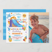 Splish Splash Waterslide Verjaardagsfeestfoto Kaart (Voorkant / Achterkant)