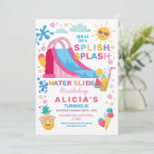 Splish Splash Waterslide Verjaardagsfeestje Zon Kaart (Staand voorkant)
