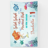 Splish Splash Zeemeermin Bash Meisjes 1e verjaarda Spandoek (Verticaal)