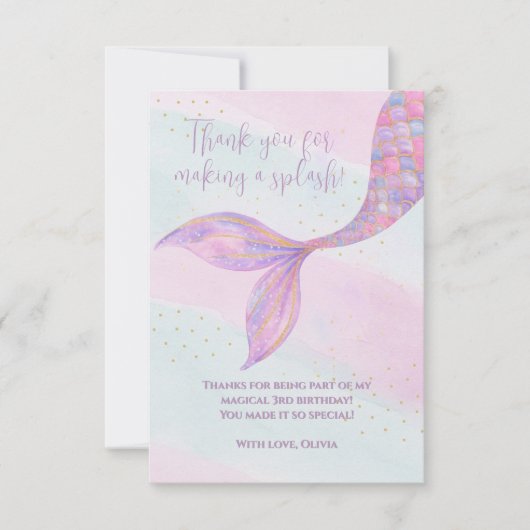 Splish Splash Zeemeermin Bedankt Card (Voorkant)