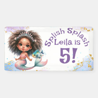 Splish Splash Zeemeermin Party Verjaardag Spandoek