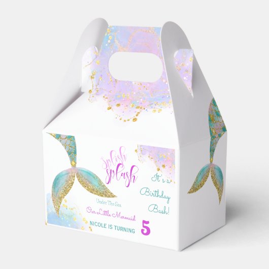 Splish splash zeemeermin verjaardags bash bedankdoosjes (Voorkant Zijde)