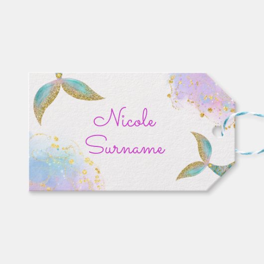 Splish splash zeemeermin verjaardags bash cadeaulabel (Voorkant (Horizontaal))