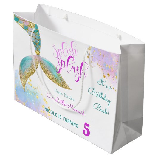 Splish splash zeemeermin verjaardags bash groot cadeauzakje (Achterkant Gekanteld)